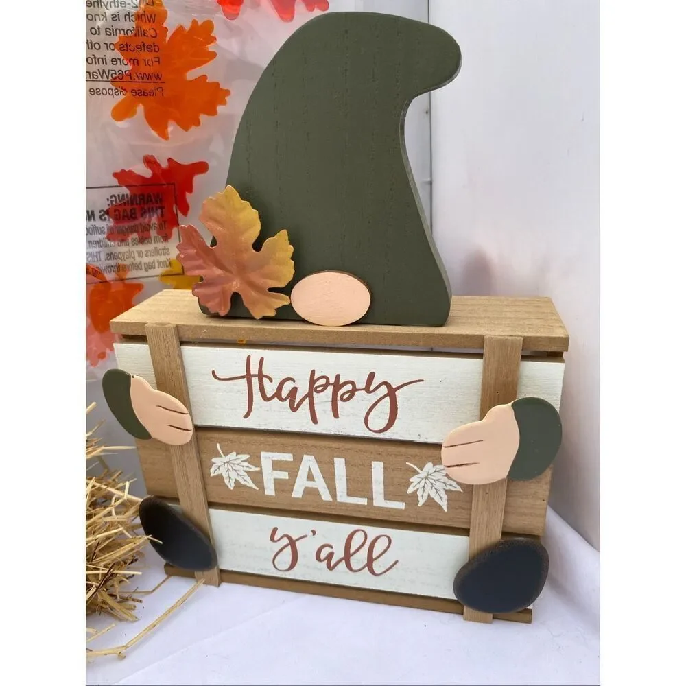 🍁 Fall Harvest Gnome Décor Set with LED Light & Happy Fall Y’all Sign🍁